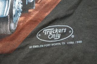 Rare Vintage 3D EMBLEM I’ll Be Home Early Truckers Only 1992 Thin T Shirt 90s L 3