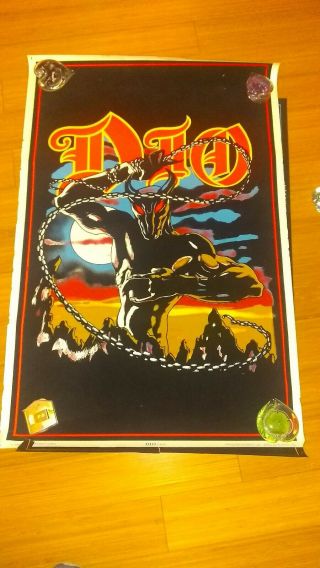 Rare Vtg Black Light Uv Dio Poster Holy Diver,  Very Good
