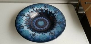 Vintage Arabia Of Finland Signed Large Platter/bowl Blue And Purple