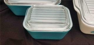 Pyrex Horizon Blue Refrigerator Dishes 501 502 503 Vintage Ovenware Glass 4