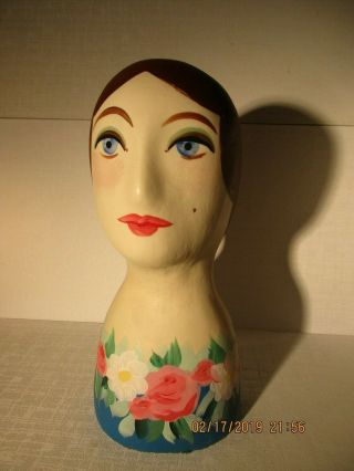 Vintage French Or Italian Woman Paper - Mache Mannequin Head