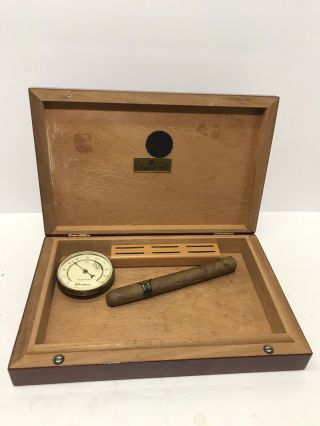 Vintage Cigar Humidor Box Mastro De Paja Burl Wood Made In Italy