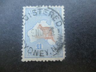 Kangaroo Stamps: £1 Blue & Brown 3rd Watermark - Rare (c1)