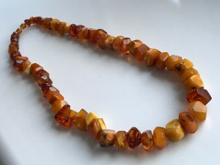 RARE Natural Antique Baltic Vintage Amber OLD BUTTERSCOTCH BEADS Necklace 88 gr 3