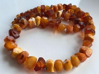 RARE Natural Antique Baltic Vintage Amber OLD BUTTERSCOTCH BEADS Necklace 88 gr 6