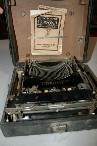 Vintage Folding Corona Portable Typewriter in Case with Paperwork 2