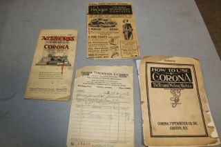 Vintage Folding Corona Portable Typewriter in Case with Paperwork 8