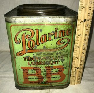 Antique Polarine Transmission Lubricant Bb Vintage Tin Litho Gas Oil Station Can