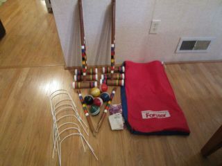 Vintage Forster 6 Player Wood Croquet Set With Carry Bag - Complete
