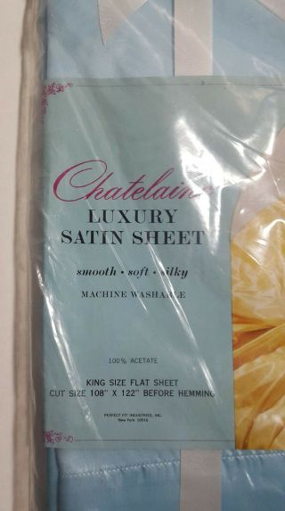 Vintage Luxury Chatelaine Satin Sheet King Size Flat Machine Washable Blue 5