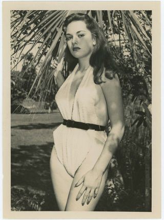 Moody Vintage Bunny Yeager Pin Up Photograph Seductive Bathing Beauty