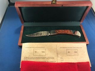 Vintage 1991 Boker Damascus Knife Of The Year 386 Of 999