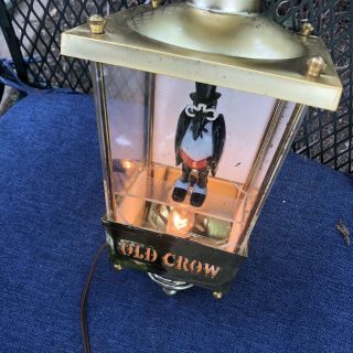 Vintage Old Crow Whiskey Advertising Sign Faux Brass Lamp Lantern Light 2