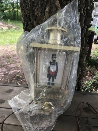 Vintage Old Crow Whiskey Advertising Sign Faux Brass Lamp Lantern Light 3