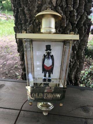 Vintage Old Crow Whiskey Advertising Sign Faux Brass Lamp Lantern Light 4