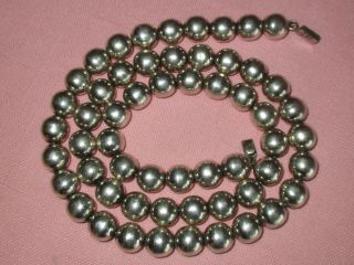 Vintage Mexico Sterling Silver Taxco 925 Beaded Pearl Large Ball Necklace 4.  4oz