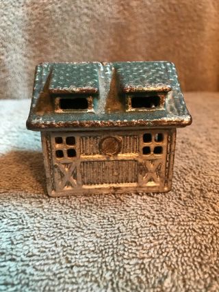 Vintage Rare cast iron Barn house building Dime Bank 3