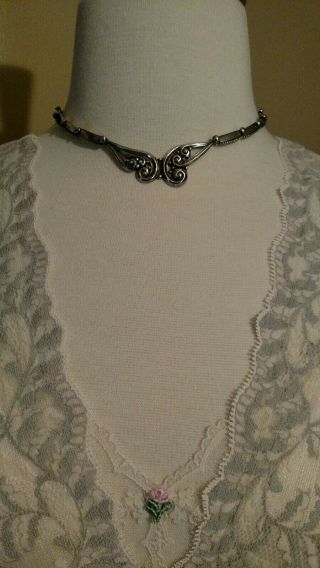 Very Vintage - Margot De Taxco 5344 - Lovely Sterling Silver Necklace/choker - Mexico