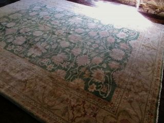 X LARGE Handknotted Wool Rug 10x8ft Oriental AGRA Floral HANDMADE CARPET Keshan 2