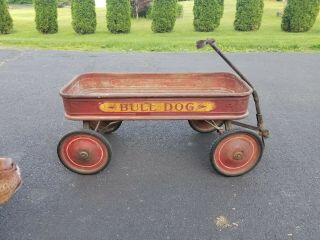 Vintage Bull Dog Red Steel Red Wagon Full Size
