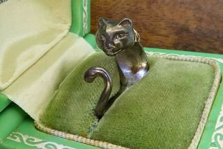 Vintage 14k gold sterling silver MODERN SAPPHIRE CAT PANTHER CHEETAH ring PATINA 4