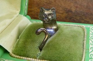 Vintage 14k gold sterling silver MODERN SAPPHIRE CAT PANTHER CHEETAH ring PATINA 5
