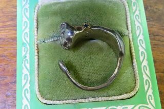 Vintage 14k gold sterling silver MODERN SAPPHIRE CAT PANTHER CHEETAH ring PATINA 8