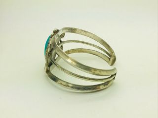 Vintage Old Pawn Navajo Sterling Silver Baby Blue Turquoise Cuff Bracelet 3
