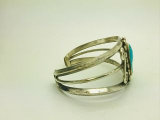 Vintage Old Pawn Navajo Sterling Silver Baby Blue Turquoise Cuff Bracelet 5
