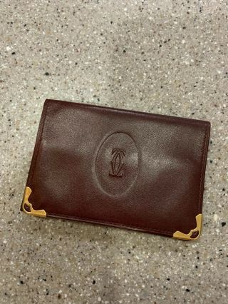 Vintage Cartier Bordeaux Leather Wallet Card Holder