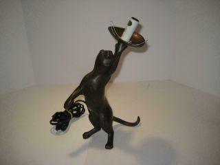 Rare Vintage Bronze Cat Sculpture Lamp 14 " H X 9.  5 " W X 7 " D