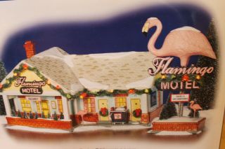 Dept 56 Flamingo Hotel Lights Up Flamingo Sign Rare Box Colorful & Fun