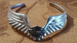 Harley Davidson Sterling Silver Winged Bracelet - Vintage