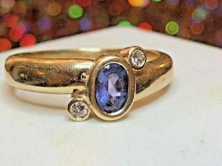 Estate Vintage 14k Gold Natural Diamond & Tanzanite Ring