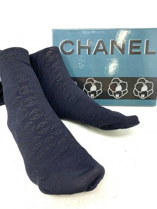 Rare Authentic Chanel Coco Mark Stocking Tights Black Size 3 S〜m Rankab