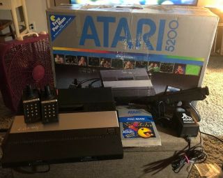Vintage Atari 5200 2 Port Console W Controllers,  Gun And Pac Man,  X011