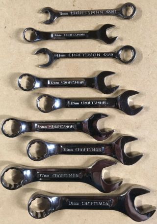 Craftsman Professional (usa) 7pc (, 2 Vtg) Metric Stubby Combination Wrench Set