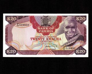 Zambia 20 Kwacha 1974 P - 18a Xf Rare