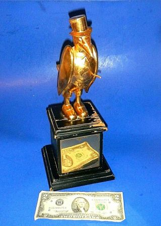 Vintage Or Antique Old Crow Brass Trophy / Award W/wood Base - 13 " - Unengraved