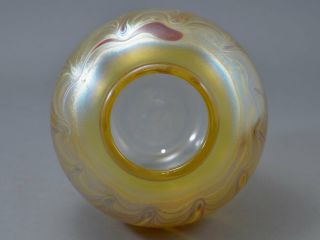 Paul White American Studio Art Glass Gold Pulled Feather Vase Vintage 6