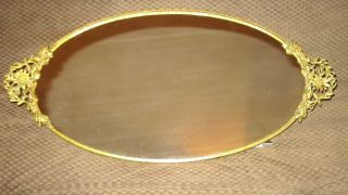 Large Vintage Flowers Leafs Gilt Gold Vanity Dresser Mirror Tray Approx 22 " X 11 "