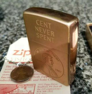 Zippo,  Solid Copper,  Cent Never Spent ( (extremely Rare))