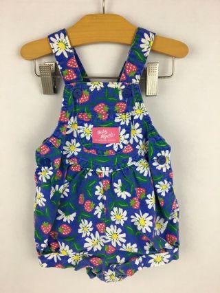Vintage Baby Oshkosh Bgosh Shortalls Overalls 12 Months Blue Floral Vestback Usa