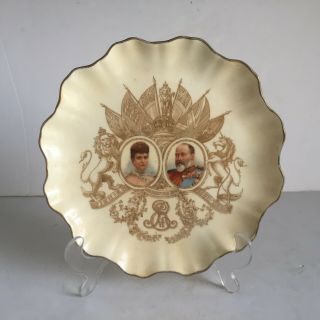 Antique King Edward Vii And Alexandra Royal Doulton China Coronation Plate 1902