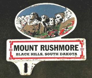 Vntg Mount Rushmore License Plate Tag Topper Rare Old Advertising Sign Souvenir