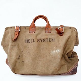 Bell System Lineman Canvas Leather Tool Tote Bag Vintage 1950s 60s Usa Made Work