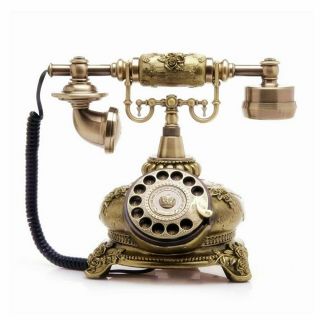 Vintage Rotary Dial Phone Antique Gold Bronze Telephone Retro Collectors Gifts