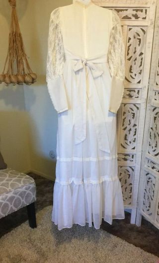 Jessica McClintock Gunne Sax Prom Wedding Festival gown vintage 80 ' s White Small 5