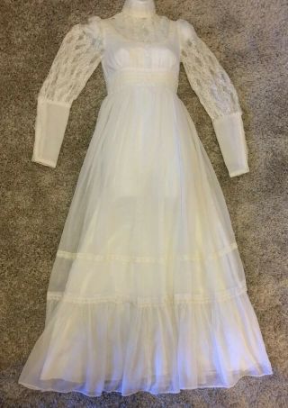 Jessica McClintock Gunne Sax Prom Wedding Festival gown vintage 80 ' s White Small 6
