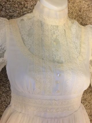 Jessica McClintock Gunne Sax Prom Wedding Festival gown vintage 80 ' s White Small 7